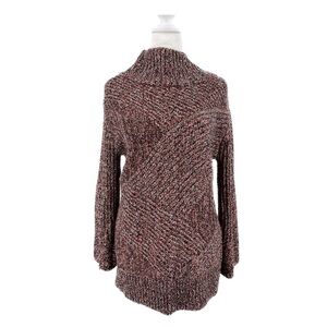 Rag & Bone Red Black White Mock Neck Oversized Sweater Winter Office Designer